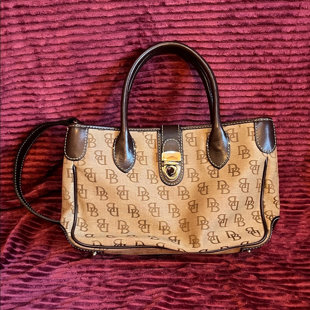 Dooney & Bourke Tan and Brown Handbag w/ Adjustable Strap